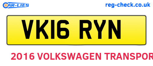VK16RYN are the vehicle registration plates.