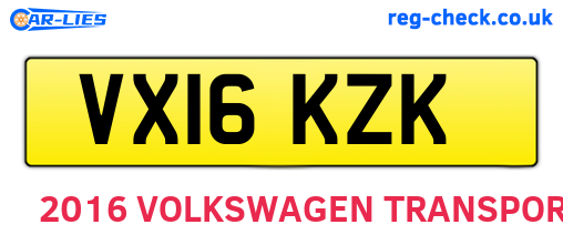VX16KZK are the vehicle registration plates.
