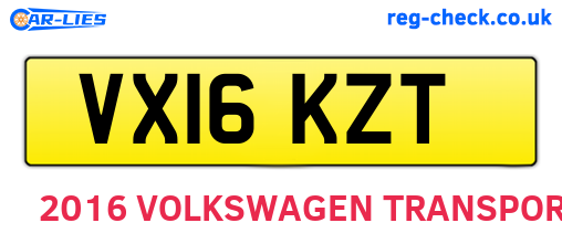 VX16KZT are the vehicle registration plates.