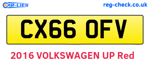 CX66OFV are the vehicle registration plates.