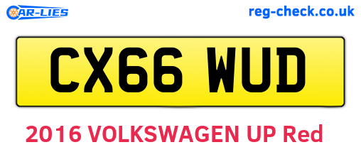 CX66WUD are the vehicle registration plates.