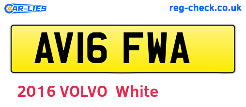 AV16FWA are the vehicle registration plates.
