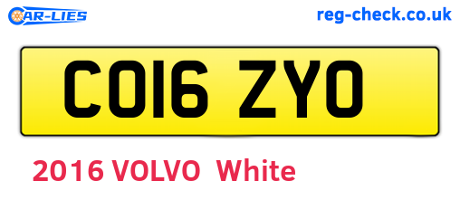 CO16ZYO are the vehicle registration plates.