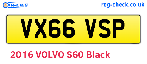 VX66VSP are the vehicle registration plates.
