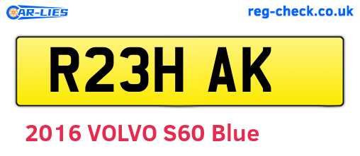 R23HAK are the vehicle registration plates.