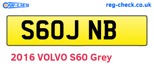 S60JNB are the vehicle registration plates.