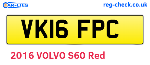 VK16FPC are the vehicle registration plates.