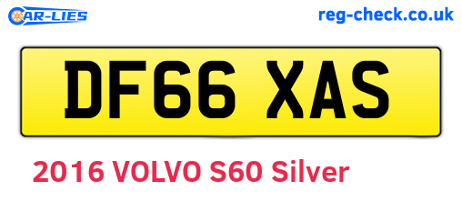 DF66XAS are the vehicle registration plates.