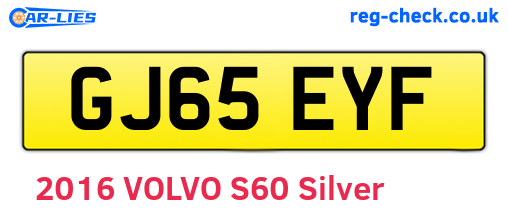 GJ65EYF are the vehicle registration plates.