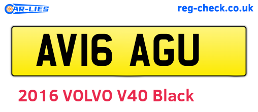 AV16AGU are the vehicle registration plates.