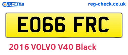 EO66FRC are the vehicle registration plates.