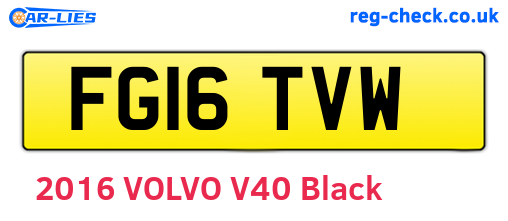 FG16TVW are the vehicle registration plates.