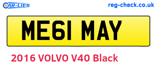 ME61MAY are the vehicle registration plates.