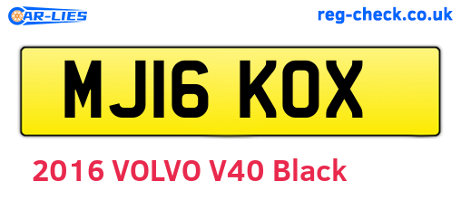 MJ16KOX are the vehicle registration plates.