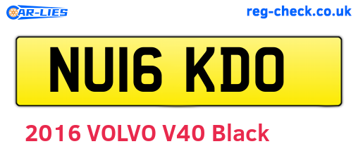 NU16KDO are the vehicle registration plates.
