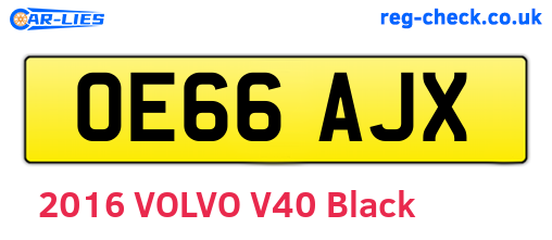 OE66AJX are the vehicle registration plates.