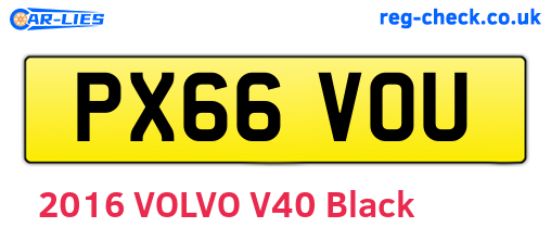 PX66VOU are the vehicle registration plates.