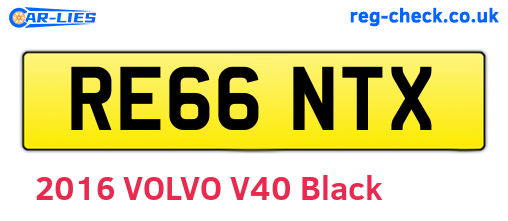 RE66NTX are the vehicle registration plates.