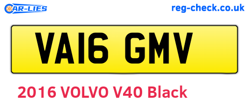 VA16GMV are the vehicle registration plates.