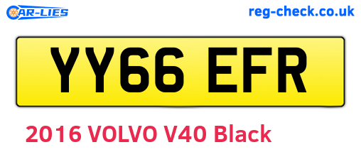 YY66EFR are the vehicle registration plates.
