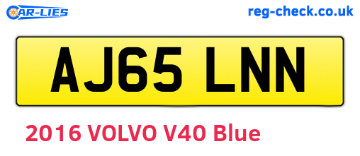 AJ65LNN are the vehicle registration plates.