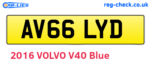 AV66LYD are the vehicle registration plates.