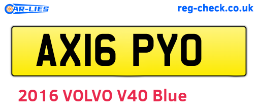 AX16PYO are the vehicle registration plates.