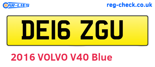 DE16ZGU are the vehicle registration plates.