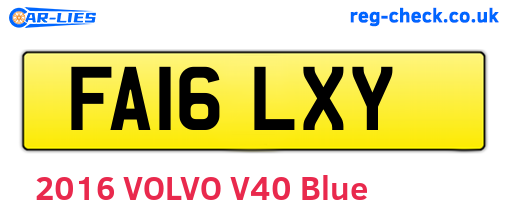 FA16LXY are the vehicle registration plates.
