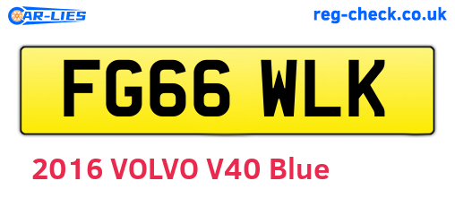 FG66WLK are the vehicle registration plates.