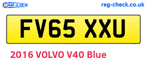 FV65XXU are the vehicle registration plates.