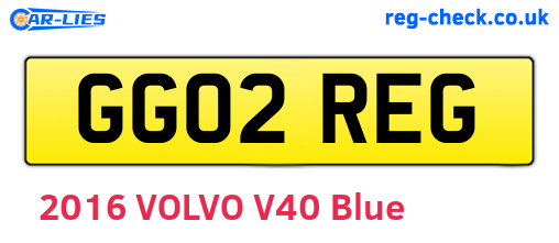 GG02REG are the vehicle registration plates.