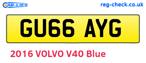 GU66AYG are the vehicle registration plates.