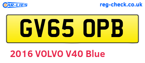GV65OPB are the vehicle registration plates.