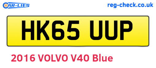 HK65UUP are the vehicle registration plates.