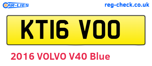 KT16VOO are the vehicle registration plates.