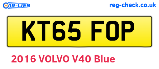 KT65FOP are the vehicle registration plates.
