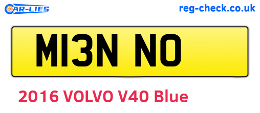 M13NNO are the vehicle registration plates.
