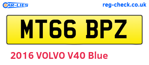 MT66BPZ are the vehicle registration plates.