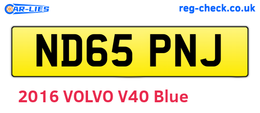 ND65PNJ are the vehicle registration plates.