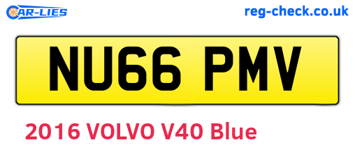 NU66PMV are the vehicle registration plates.