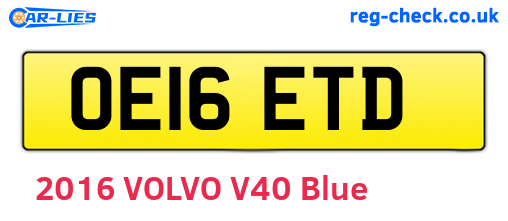 OE16ETD are the vehicle registration plates.