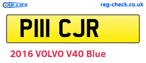 P111CJR are the vehicle registration plates.
