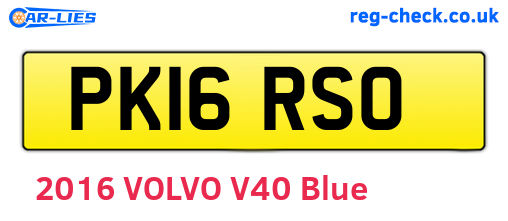 PK16RSO are the vehicle registration plates.