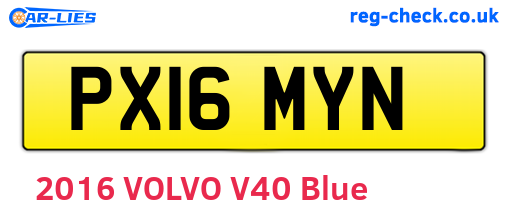 PX16MYN are the vehicle registration plates.