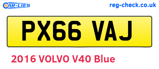 PX66VAJ are the vehicle registration plates.