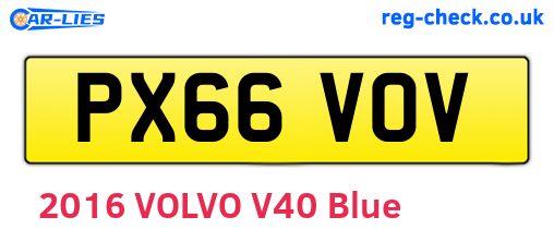 PX66VOV are the vehicle registration plates.