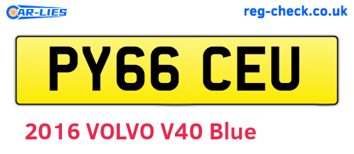 PY66CEU are the vehicle registration plates.