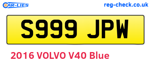 S999JPW are the vehicle registration plates.