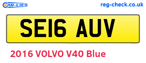 SE16AUV are the vehicle registration plates.